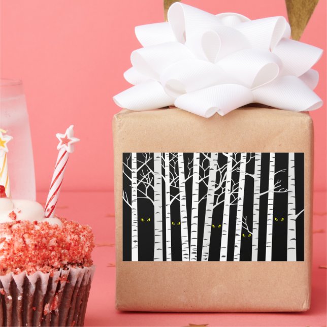 Spooky Yellow Halloween Eyes in Birch Forest Sticker (Party)