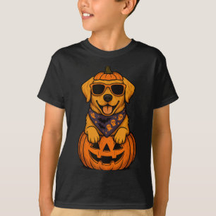 Spooky Yellow Labrador Retriever Pumpkin Halloween T-Shirt