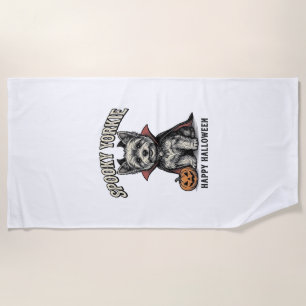 Spooky Yorkie Halloween Dog Vintage Shirt Design_1 Beach Towel
