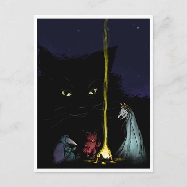 Spooky Yule Critter Quartet Postcard (Front)