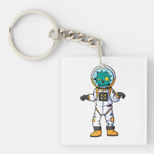spooky zombie astronaut cartoon character keychain