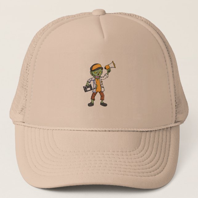 spooky zombie director cartoon character trucker hat (Front)