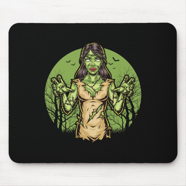 Spooky Zombie Funny Halloween Scary Zombie Hallowe Mouse Pad (Front)