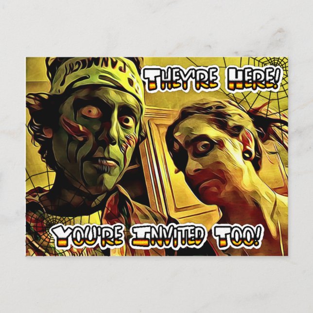Spooky Zombie Halloween Party Invitation Postcard (Front)