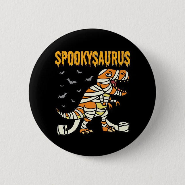 Spookysaurus Halloween Spooky T Rex Dinosaur 2 Inch Round Button (Front)