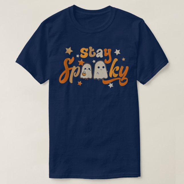 Spookyy Vibe, Funny Halloween Ghost Hippie Hallowe T-Shirt (Design Front)