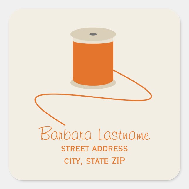 Spool of Orange Thread Address Sticker (Front)
