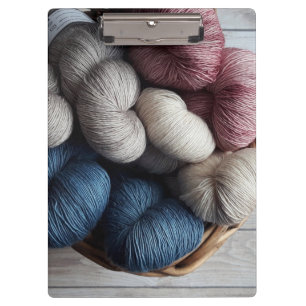 Spools of Craft Yarn in Basket Clipboard