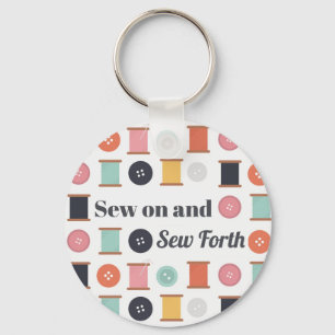 Spools of Thread and Sewing Buttons Quilters Keychain
