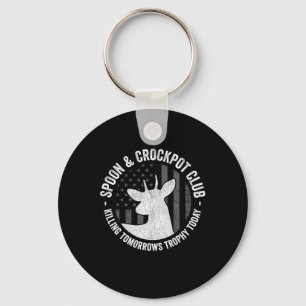 Spoon And Crockpot Club Funny Deer Hunter Hunting Keychain