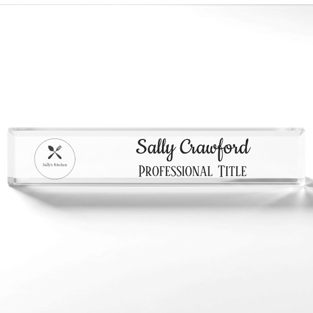 Spoon and fork silhouette business logo nameplate (Front)