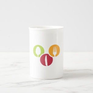 spoon knife and fork badges bone china mug