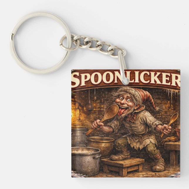 Spoon Licker Icelandic Yule Lad postcard  Keychain (Front)