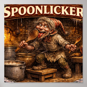 Spoon Licker Icelandic Yule Lad postcard  Poster