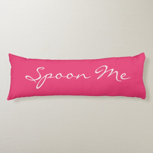 "Spoon Me" custom name & colour body pillow (Front)