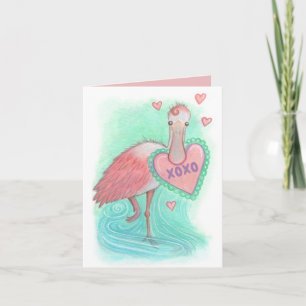 Spoonbill Bird Valentine Card
