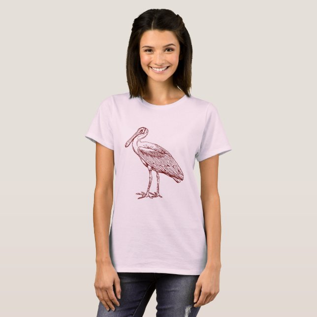 Spoonbill - Dark Red T-Shirt (Front Full)