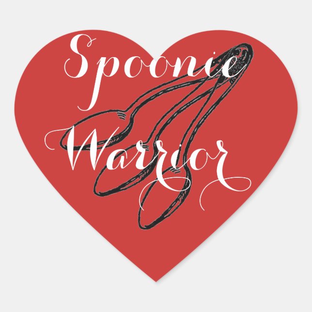 Spoonie Warrior - Bright Red Heart Sticker (Front)