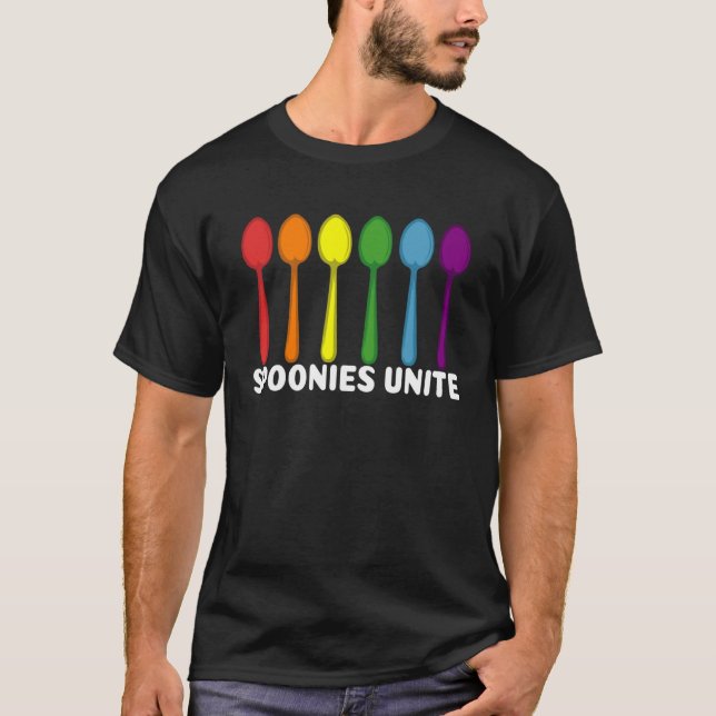 Spoonies Unite Life with Pain and Pun Fan T-Shirt (Front)