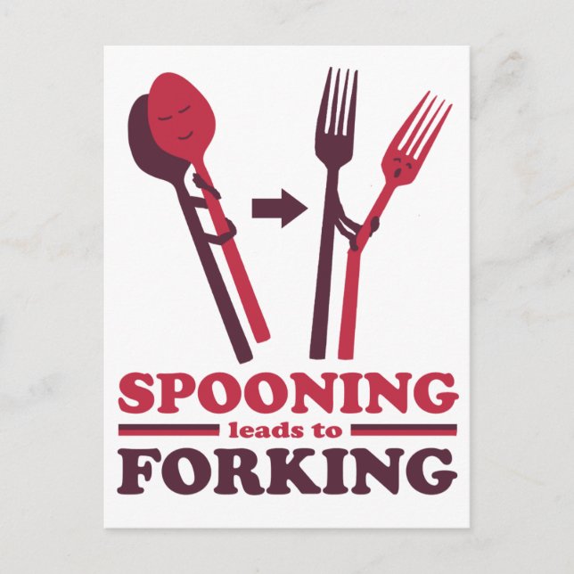 Spooning Leads to Forking Love Romance Postcard (Front)
