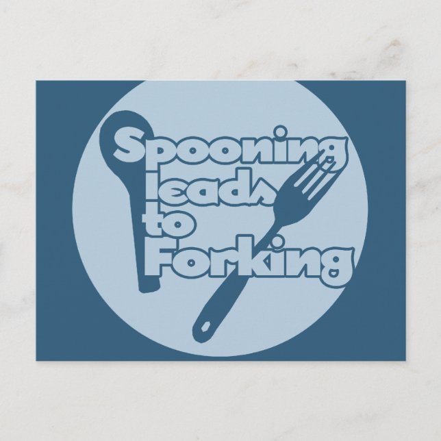 Spooning leads to forking postcard (Front)