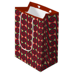 Spooning Swirls in Red, Green and Gold Medium Gift Bag
