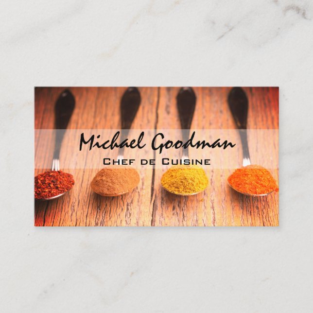 Spoons Spices Chef Cooking Business Card (Front)