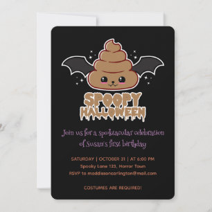 Spoopy Halloween Kawaii Birthday  Invitation