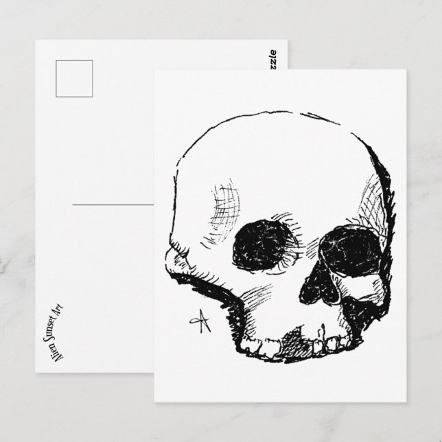 spoopy skull postcard (Front/Back)