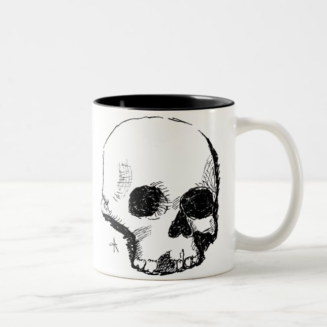 spoopy skull Two-Tone coffee mug (Right)