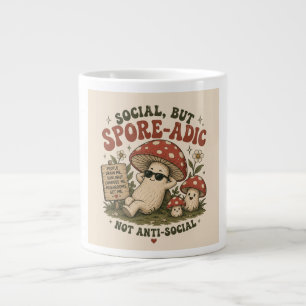 Spore-Adic Mood – Cute Chill Mushroom Retro Design Large Coffee Mug