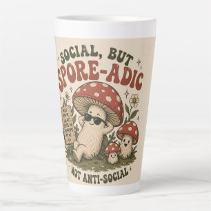 Spore-Adic Mood – Cute Chill Mushroom Retro Design Latte Mug