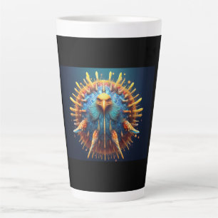 Spore Bird Wearing A Blue Feathered Outfit Latte Mug