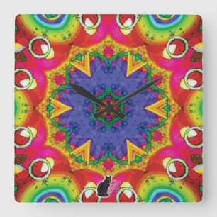 Spores Kaleidoscope Square Wall Clock