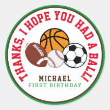 Sport All Star Party Thank You Favour Tag