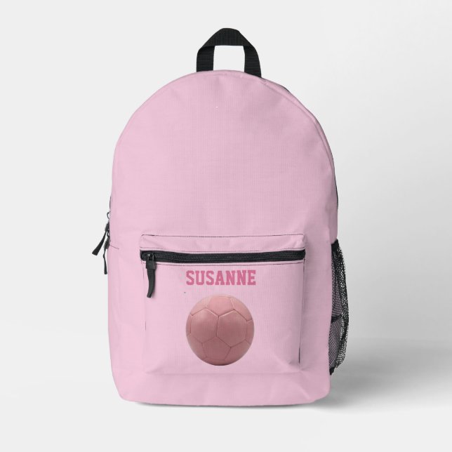 Sport backpacks soccer girls pink personalized  (Front)