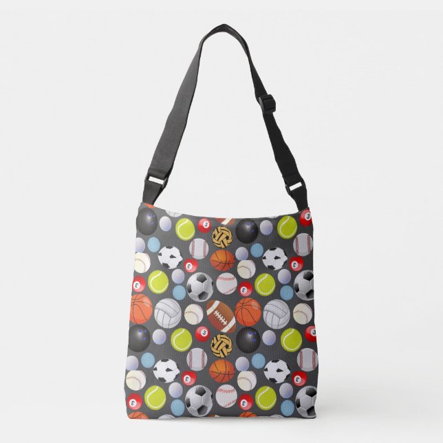 Sport Balls Pattern DGrey BG Crossbody Bag (Front)