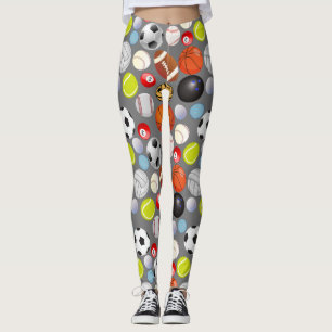 Sport Balls Pattern Grey BG Leggings