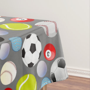 Sport Balls Pattern Lblue BG Tablecloth