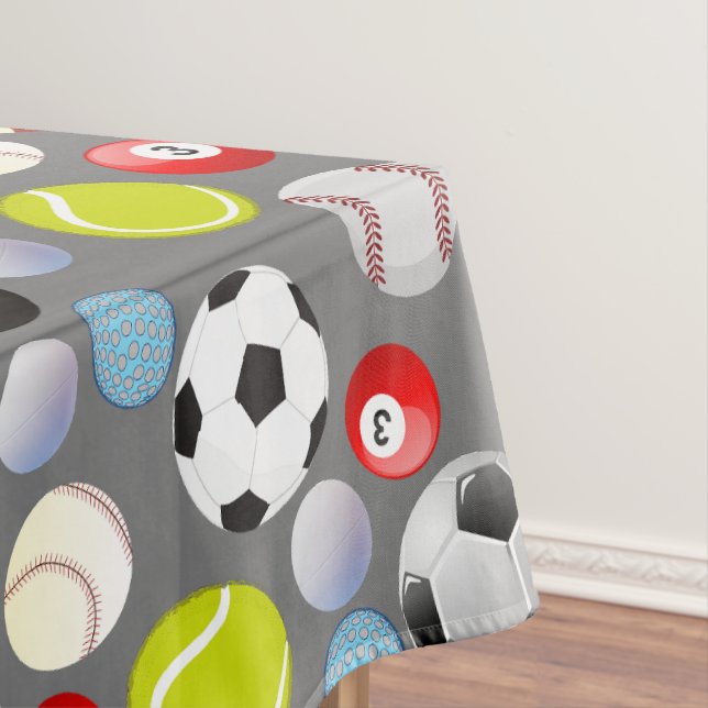 Sport Balls Pattern Lblue BG Tablecloth (In Situ)