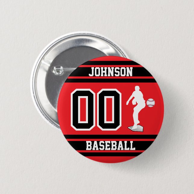 Sport Baseball - Pitcher - Red - Create Your Own  2 Inch Round Button (Front & Back)