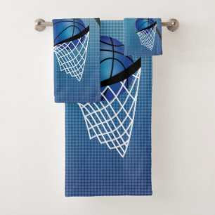 Sport 🏀 Basketball - Blue DIY Text Bath Towel Set