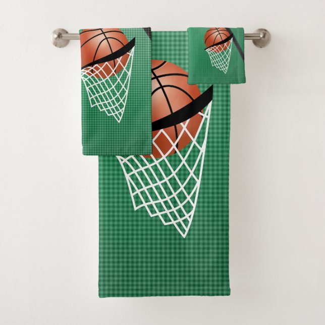 Sport 🏀 Basketball - Green / Customize Bath Towel Set (Insitu)