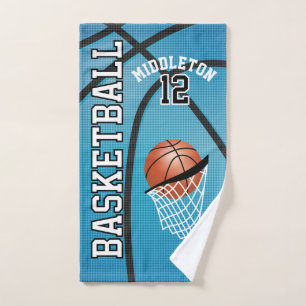 Sport 🏀 Basketball on Baby Blue Background Hand Towel