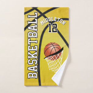 Sport 🏀 Basketball on Yellow Background Hand Towel