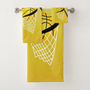 Sport 🏀 Basketball - Yellow DIY Text Bath Towel Set