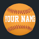 Sport Birthday gift idea custom name text orange Baseball<br><div class="desc">Create your unique sport Birthday gift eyecatching gender neutral orange custom name text Baseball adding your own personalized name, year, slogan, message or any text. Customizable cute baseball gift game for boy, girl, girlfriend, boyfriend, dad, grandpa, cheerleaders, teen, teenager, baby boy, players, teammates, fans. Choose your favourite team and use...</div>
