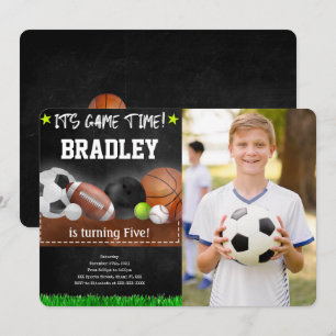 Sport Birthday Photo Invitations
