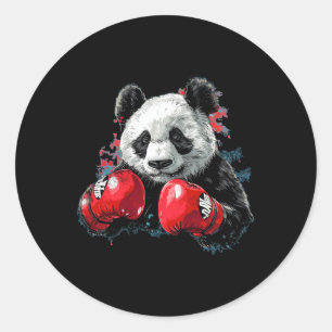 Sport Boxing Panda Costume With Boxing Gloves  Classic Round Sticker