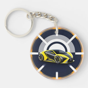 Sport Car Logo in Modern Circular Style Keychain